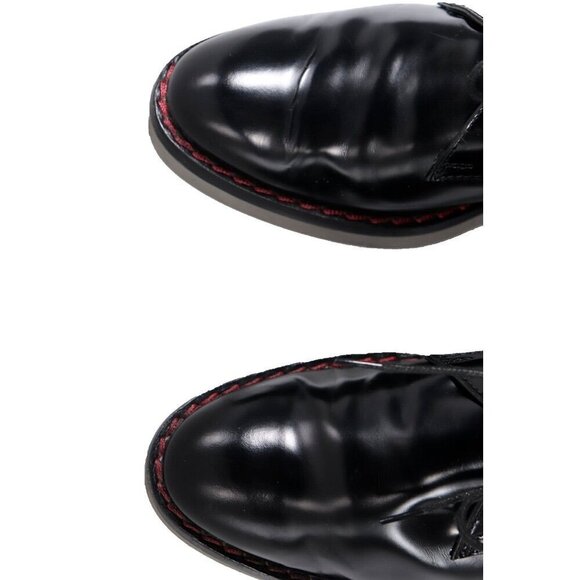 Tod's Women 39.5 Black Lace Up Platform Loafers Rubber Sole Glossy Leather Shoes - Picture 8 of 11